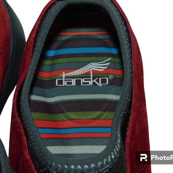 Dansko Elisa Red Suede Lace Up Athletic Oxford Sneakers Size 37 US Size 6.5-7